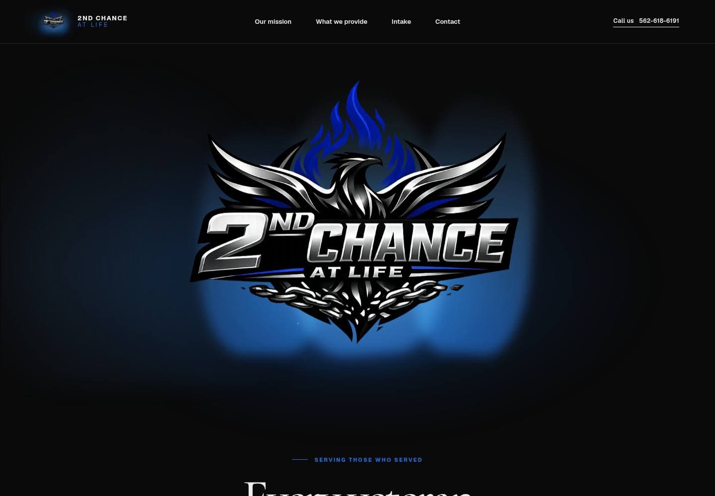 2nd Chance at Life homepage with the headline Every veteran deserves a second chance