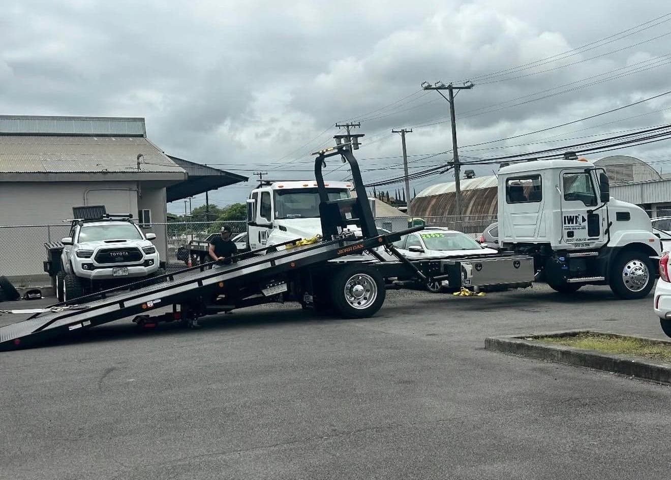 Flatbed ramp in use at the Hilo yard