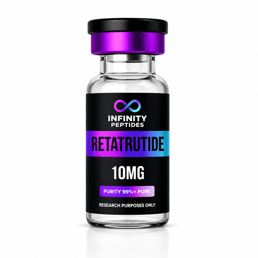 Retatrutide vial from the Infinity Peptides catalog